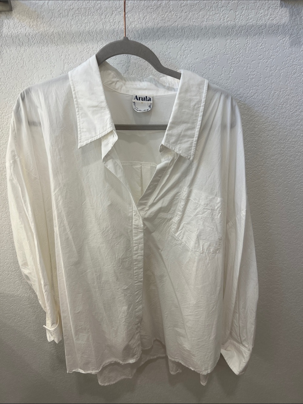ARULA White Women's Button-Down Shirt with Chest Pocket